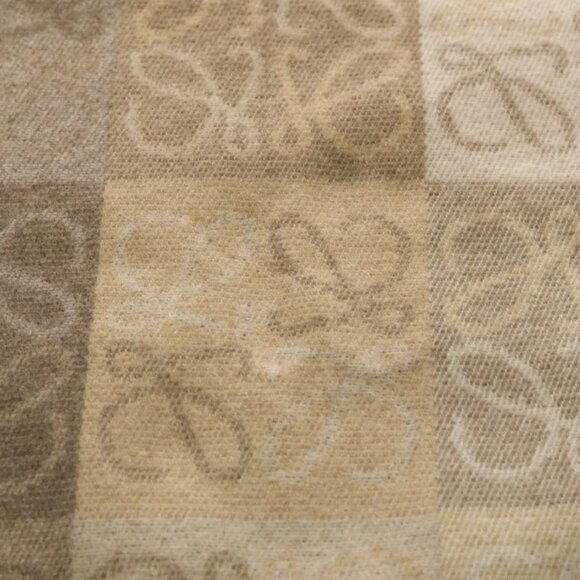 Loewe Anagram Fringe Muffler Beige Cashmere Wool Scarf - Picture 2 of 6